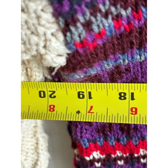 Zara Womens Oversized Contrasting Knit Jacquard Sweater Purple Beige Size S - Picture 6 of 10